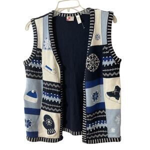 Vintage Holiday Editions Blue Christmas Sweater Vest Small